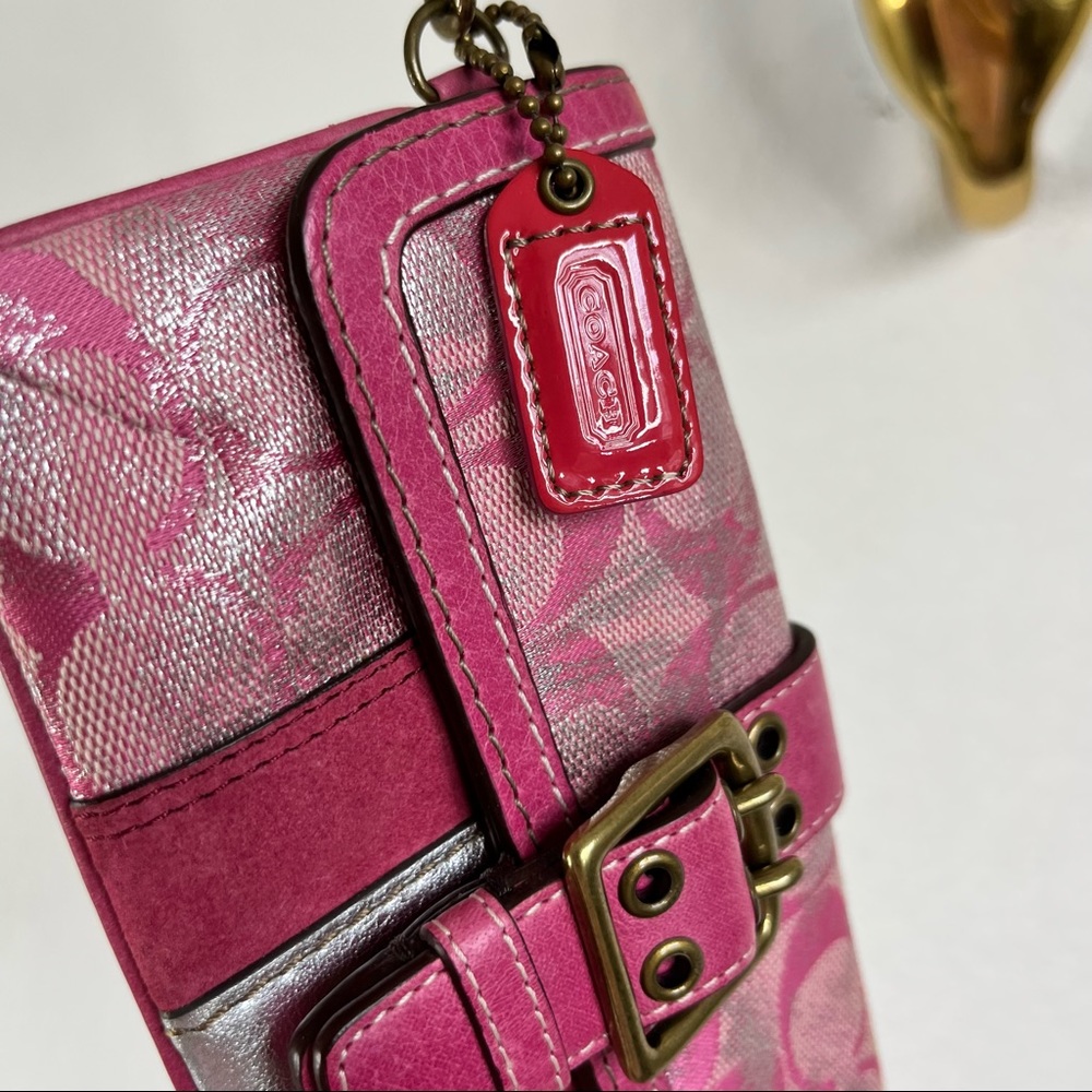 COACH NY Metallic Monogram Signature C Wristlet Wallet Clutch - Picture 2 of 5